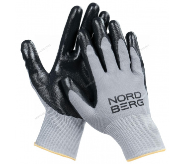 Перчатки полиэфирные 15 класс серая основа/ черное покрытие NORDBERG NPG1508GB